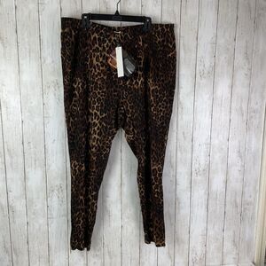 Iman Global Chic Pants Women’s 2X Pull On Ankle Zipper Leopard Animal Print NWT